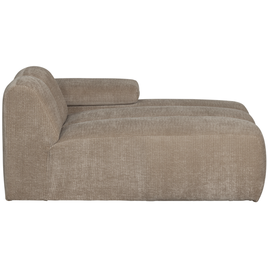 Mojo chaise longue element rechts ribstof donkerzand
