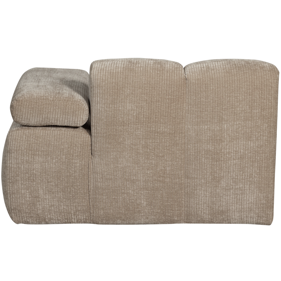 Mojo chaise longue element rechts ribstof donkerzand