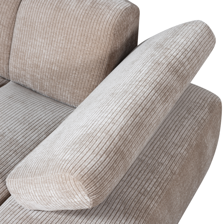 Mojo chaise longue element rechts ribstof donkerzand