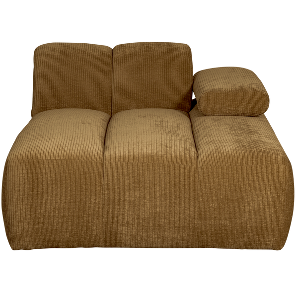 Mojo chaise longue element rechts ribstof honinggeel