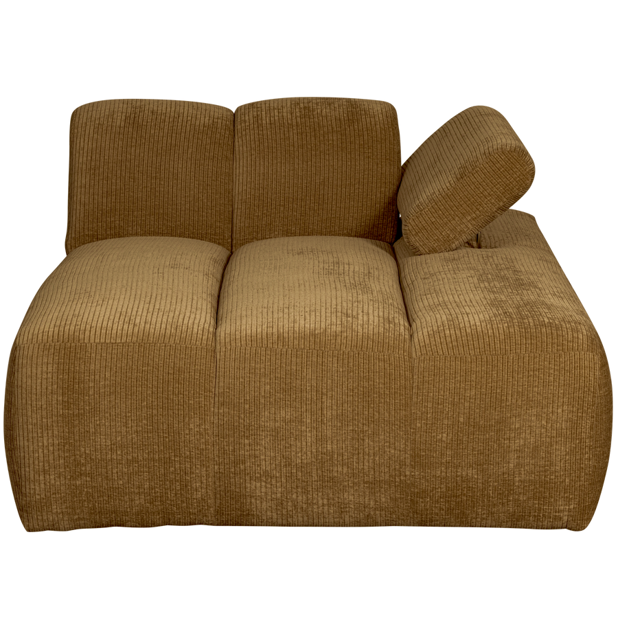 Mojo chaise longue element rechts ribstof honinggeel