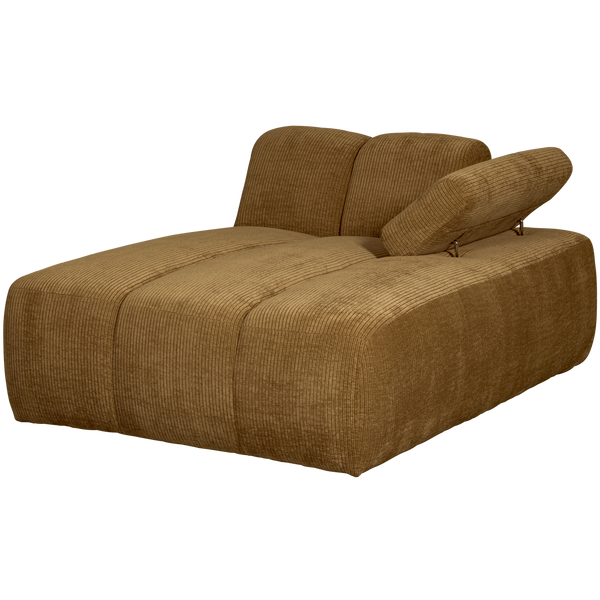 Mojo chaise longue element rechts ribstof honinggeel