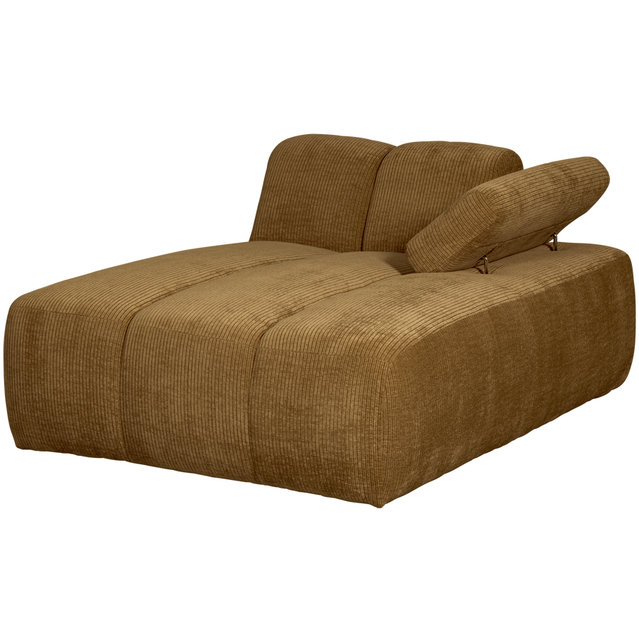 Mojo chaise longue element rechts ribstof honinggeel
