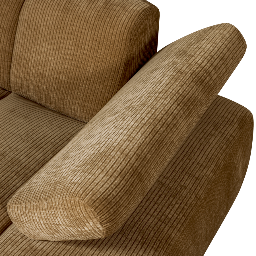 Mojo chaise longue element rechts ribstof honinggeel