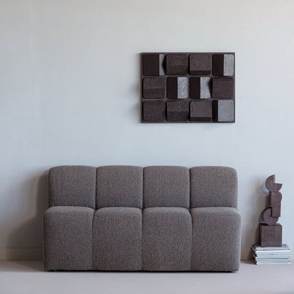 MOJO EETBANK 164 CM MET RUGLEUNING BOUCLE BRUIN MELANGE