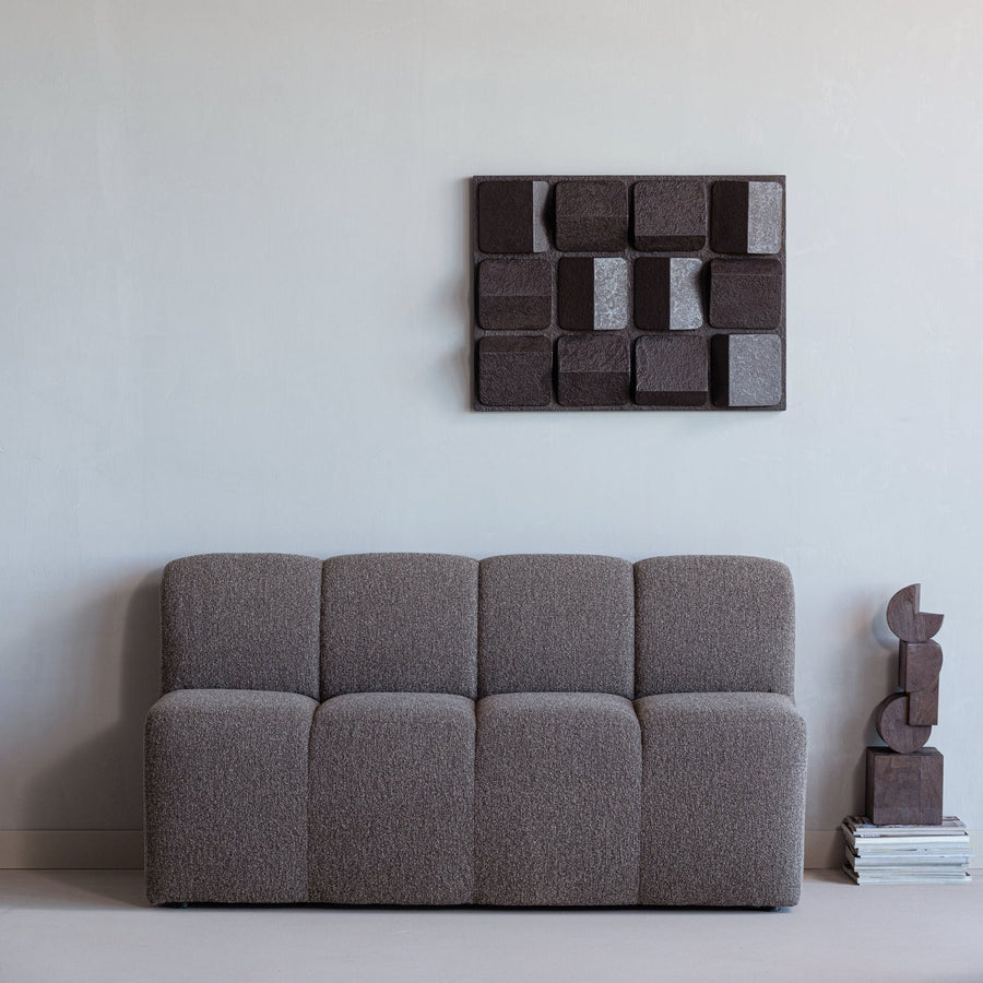 MOJO EETBANK 164 CM MET RUGLEUNING BOUCLE BRUIN MELANGE