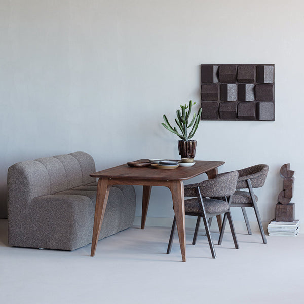 MOJO EETBANK 164 CM MET RUGLEUNING BOUCLE BRUIN MELANGE