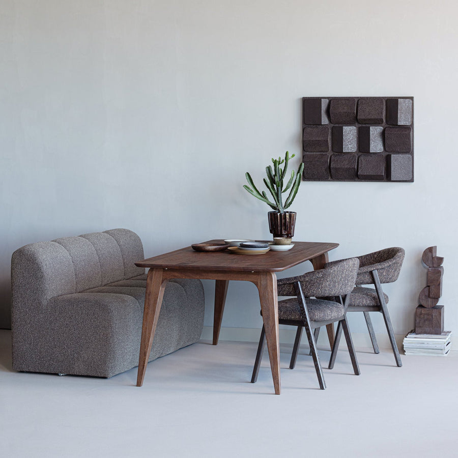 MOJO EETBANK 164 CM MET RUGLEUNING BOUCLE BRUIN MELANGE