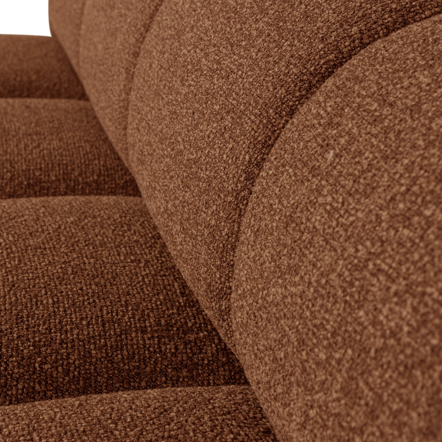Mojo eetbank 164 cm met rugleuning boucle roestbruin melange