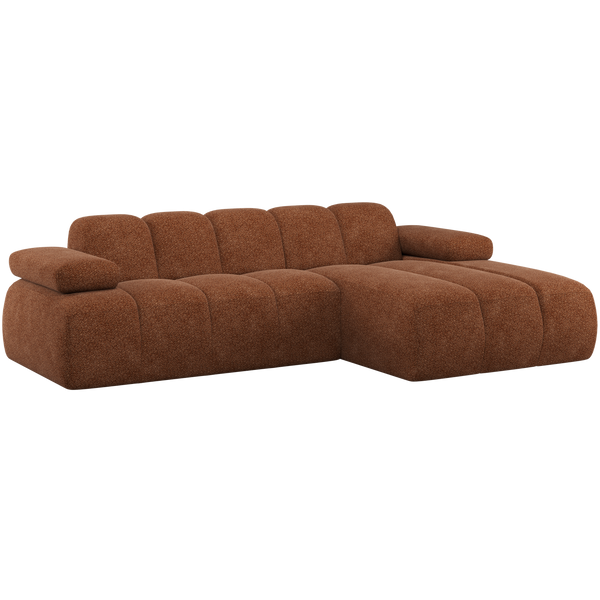 Mojo chaise longue bank rechts wollig roestbruin