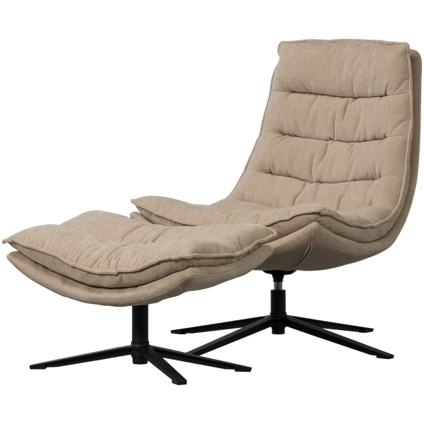 Kube draaifauteuil met hocker naturel