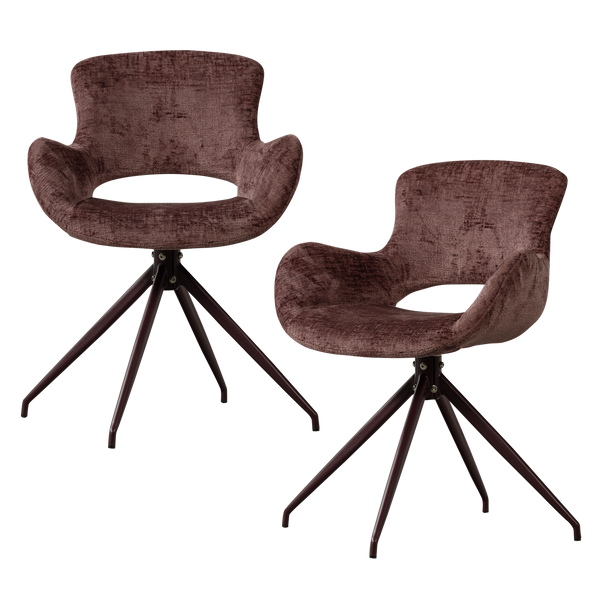 ELIVA EETKAMERSTOEL STRUCTURE VELVET PAARS - SET VAN 2