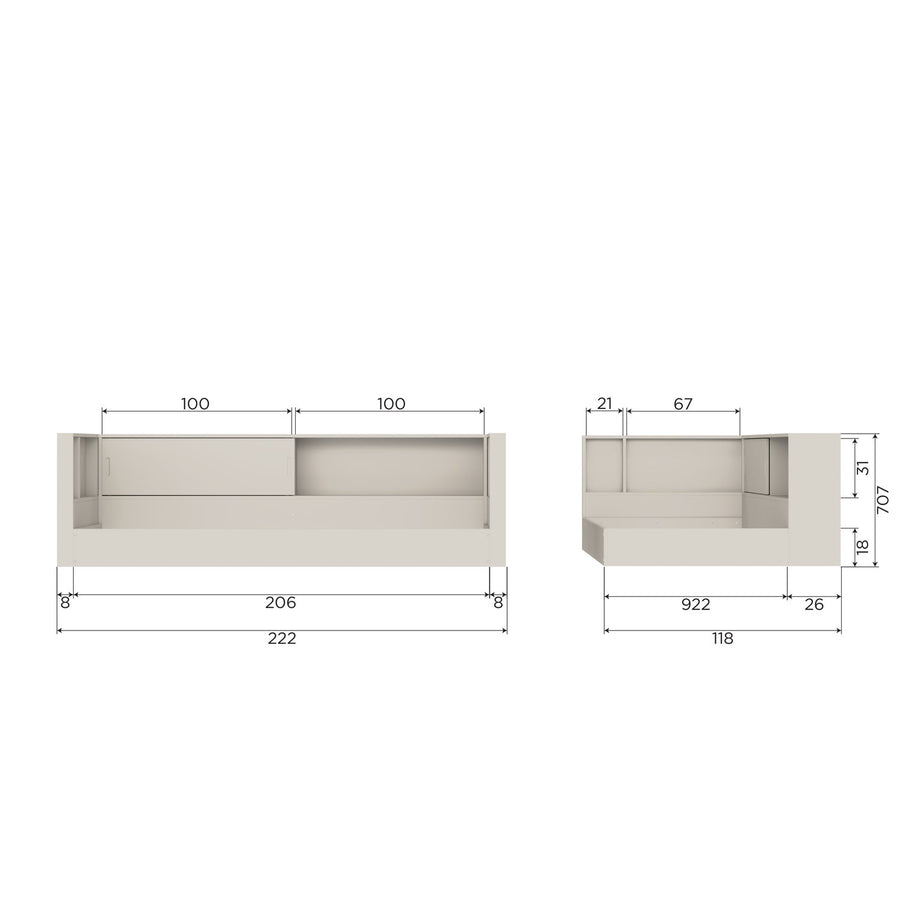 Carter hoekbed links/rechts grenen wit