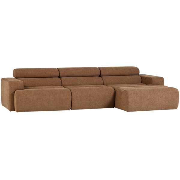 Novi chaise longue bank rechts boucle karamelbruin