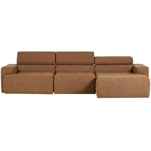 Novi chaise longue bank rechts boucle karamelbruin