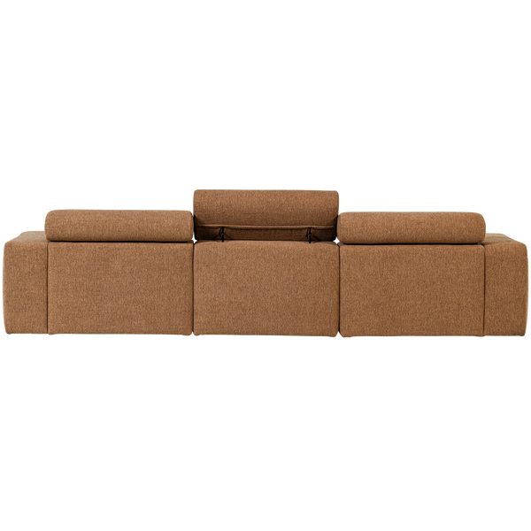 Novi chaise longue bank rechts boucle karamelbruin