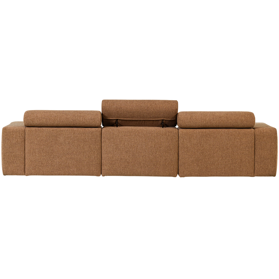 Novi chaise longue bank rechts boucle karamelbruin