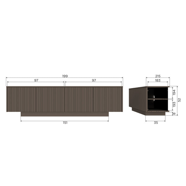 NOVA TV MEUBEL 200 CM GRENEN TRUFFEL BRUIN [fsc]