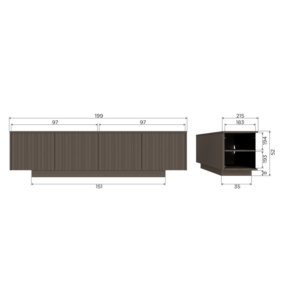 NOVA TV MEUBEL 200 CM GRENEN TRUFFEL BRUIN [fsc]