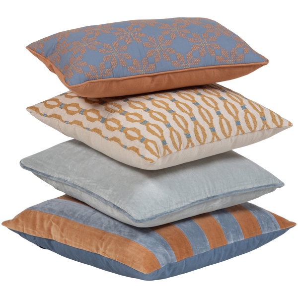 Lira sierkussen blauw/oranje - set van 4