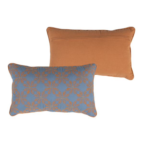 Lira sierkussen blauw/oranje - set van 4