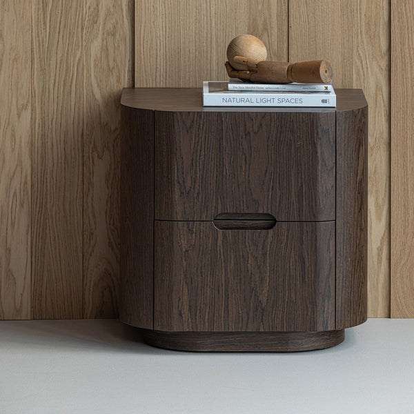 ARVI LADEKAST/NACHTKASTJE 2 LADES HOUT FINEER BRUIN