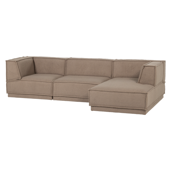 Manu chaise longue bank rechts teddy taupe