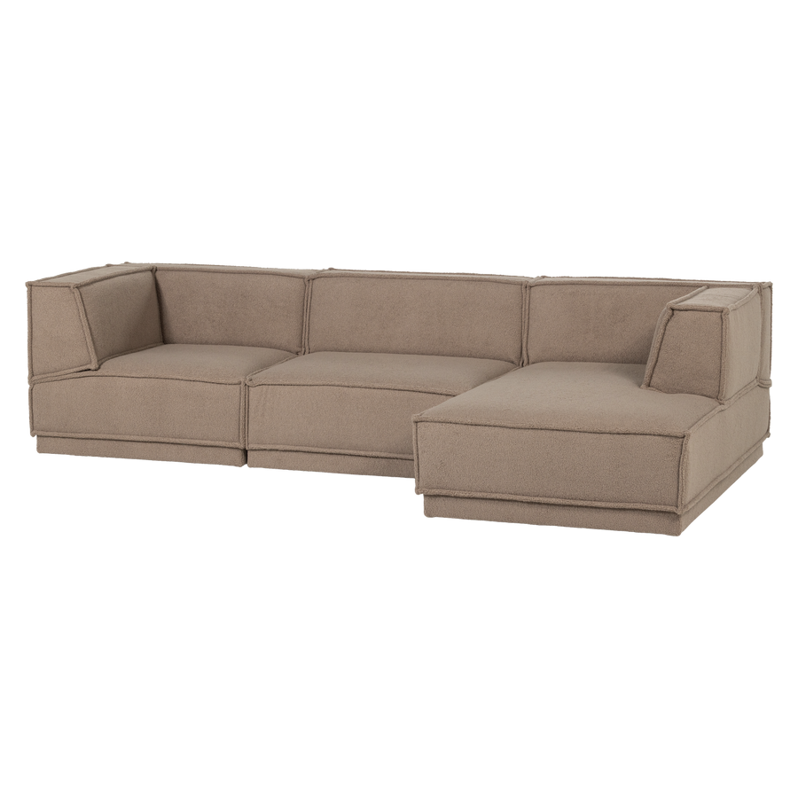 Manu chaise longue bank rechts teddy taupe