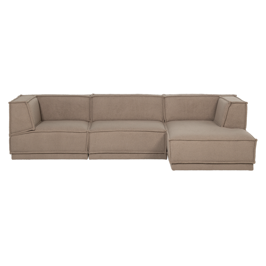 Manu chaise longue bank rechts teddy taupe