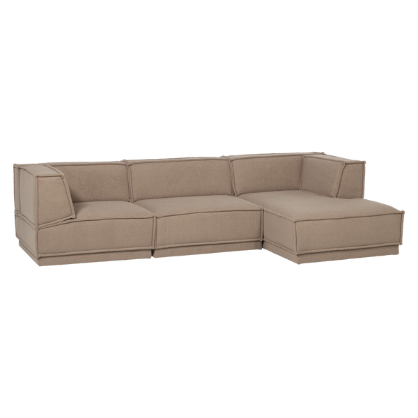 Manu chaise longue bank rechts teddy taupe
