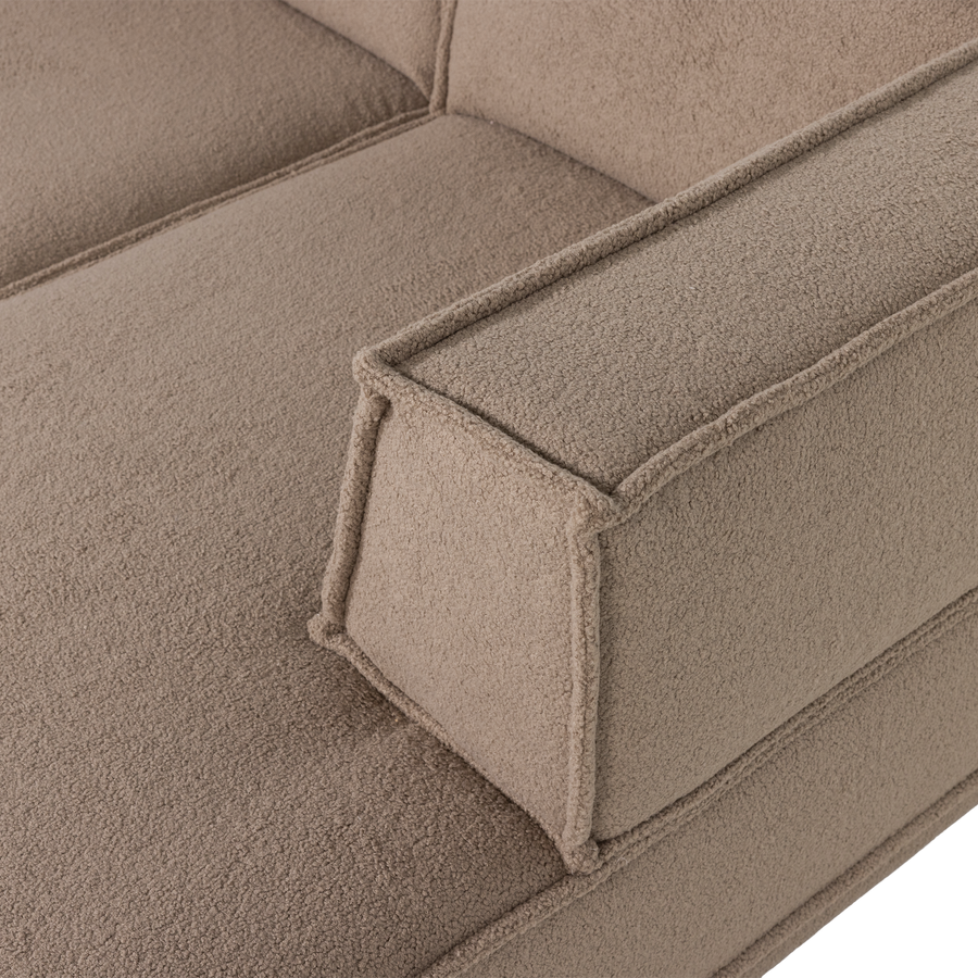 Manu chaise longue bank rechts teddy taupe