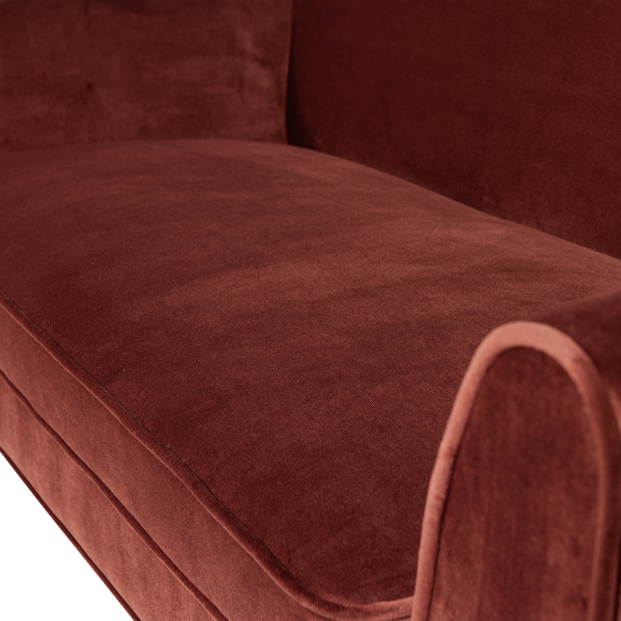 ROCCO BANK 150 CM VELVET BORDEAUXROOD [fsc]