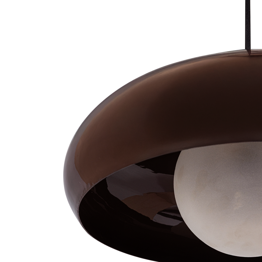 TIVO HANGLAMP ROND METAAL HOOGGLANS BRUIN
