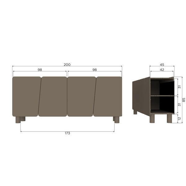 ROOT DRESSOIR 200 CM GRENEN TRUFFEL BRUIN [fsc]