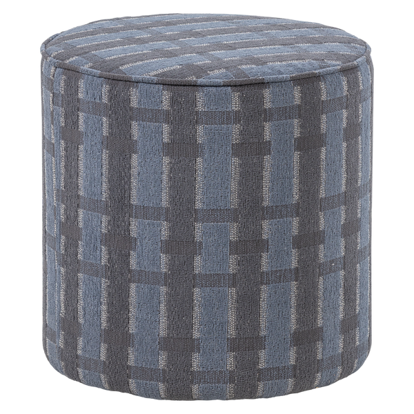 Sarli poef hoog ruit dessin chenille grijs/blauw