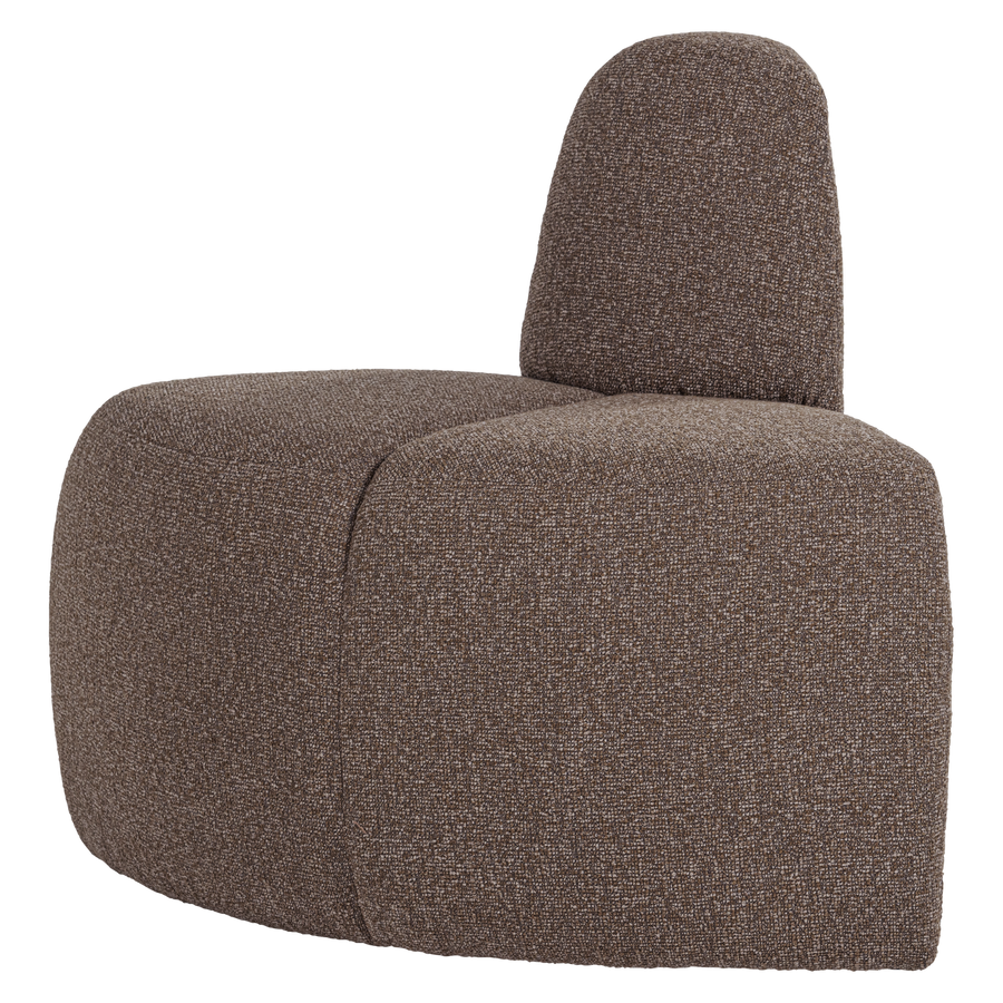 MOJO EETBANK HOEK ROND RUGLEUNING BOUCLE BRUIN MELANGE [fsc]