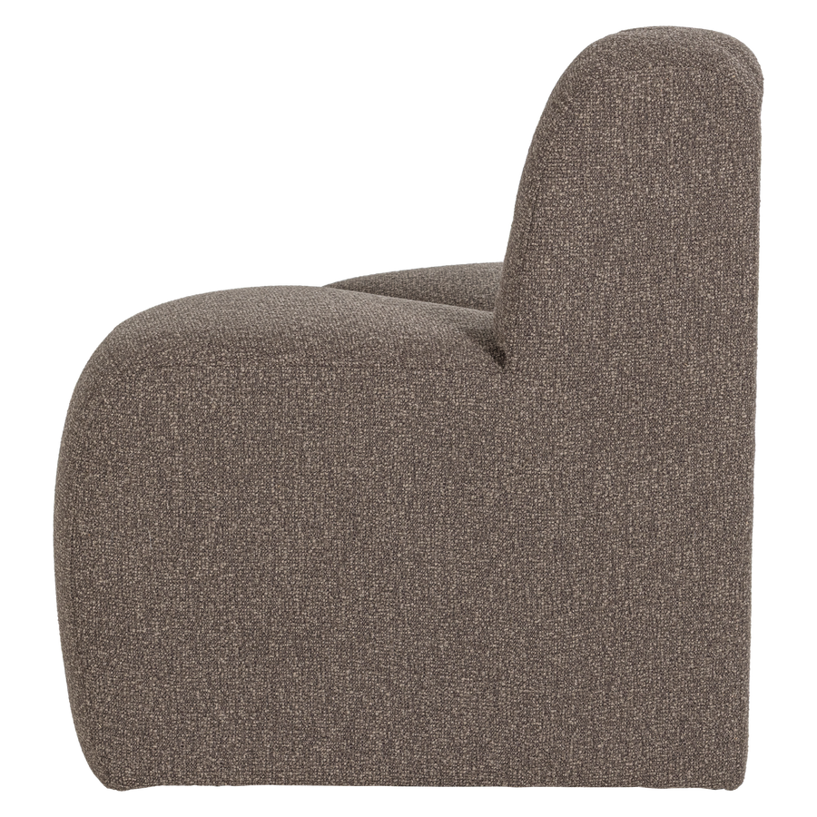 MOJO EETBANK HOEK ROND RUGLEUNING BOUCLE BRUIN MELANGE [fsc]