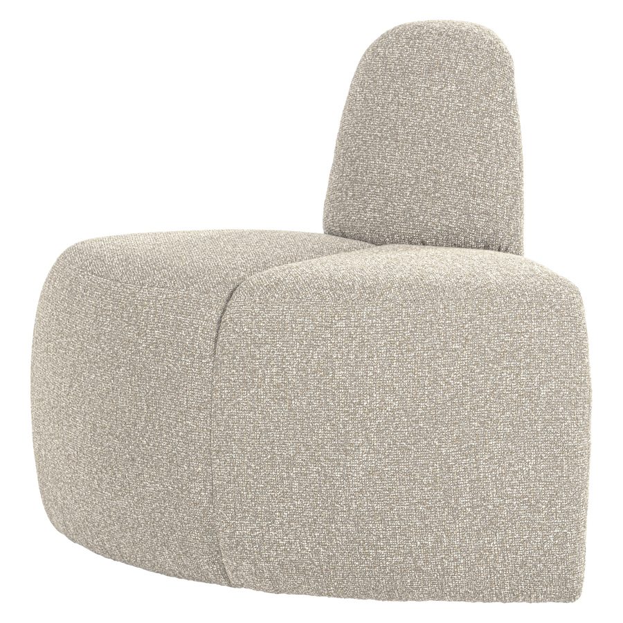 MOJO EETBANK HOEK ROND RUGLEUNING BOUCLE BEIGE MELANGE [fsc]