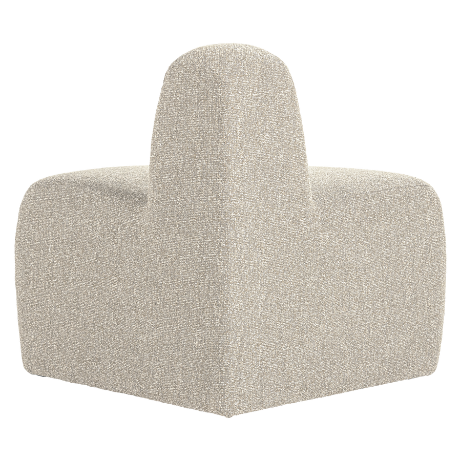 MOJO EETBANK HOEK ROND RUGLEUNING BOUCLE BEIGE MELANGE [fsc]