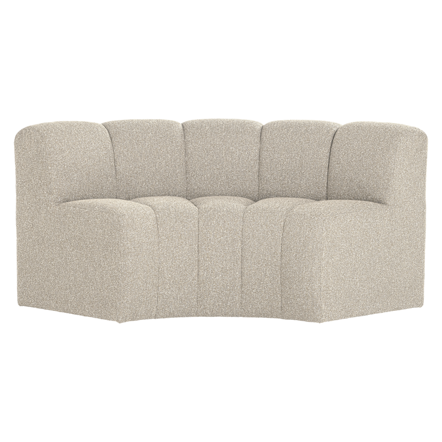 MOJO EETBANK HALFRONDE HOEK RUGLEUNING BOUCLE BEIGE [fsc]