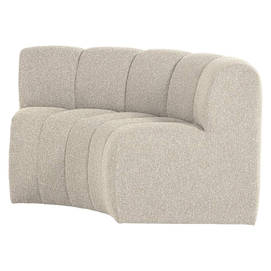 MOJO EETBANK HALFRONDE HOEK RUGLEUNING BOUCLE BEIGE [fsc]