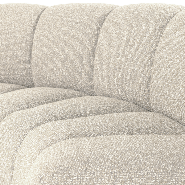 MOJO EETBANK HALFRONDE HOEK RUGLEUNING BOUCLE BEIGE [fsc]