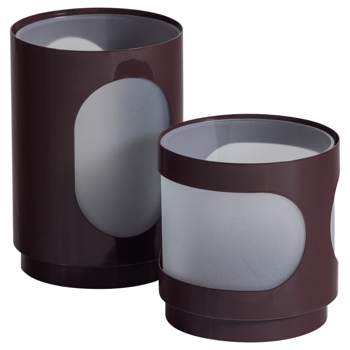 TAVO WINDLICHTEN METAAL/GLAS BRUIN - SET VAN 2