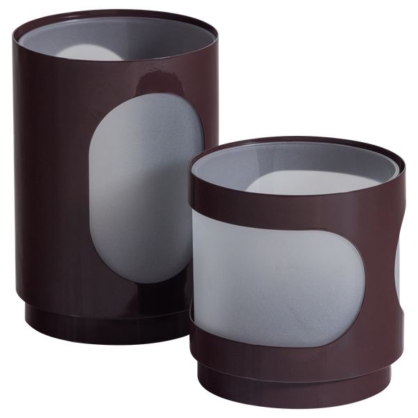 TAVO WINDLICHTEN METAAL/GLAS BRUIN - SET VAN 2
