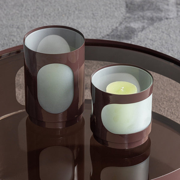 TAVO WINDLICHTEN METAAL/GLAS BRUIN - SET VAN 2