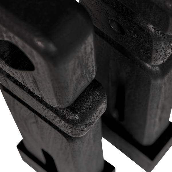 Elon sculptuur ornamenten hout zwart - set van 2