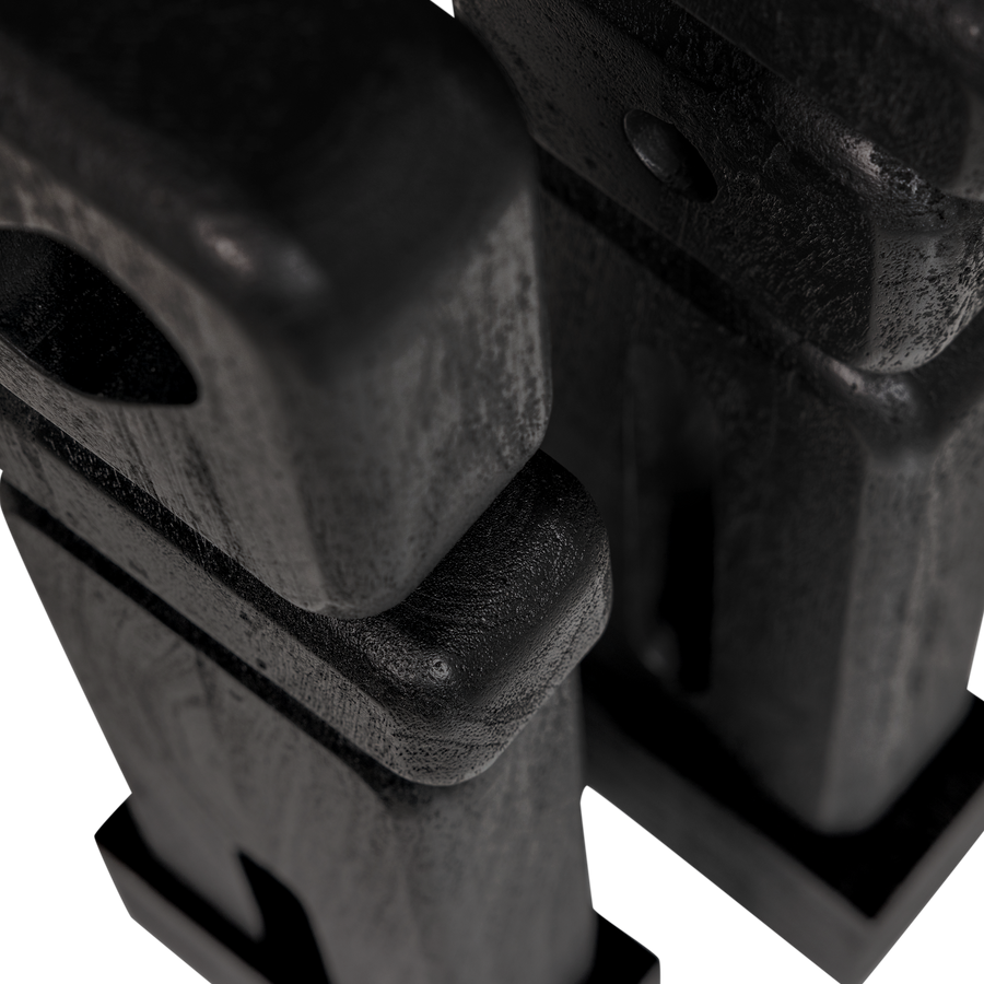 Elon sculptuur ornamenten hout zwart - set van 2