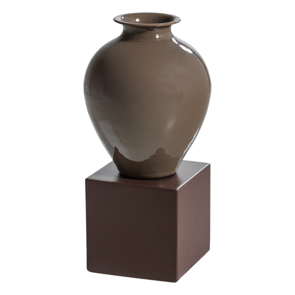 Numo wanddecoratie set vaas/kubus 39 x 19 cm metaal bruin