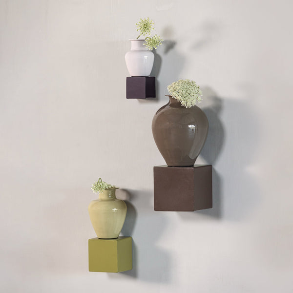 Numo wanddecoratie set vaas/kubus 39 x 19 cm metaal bruin