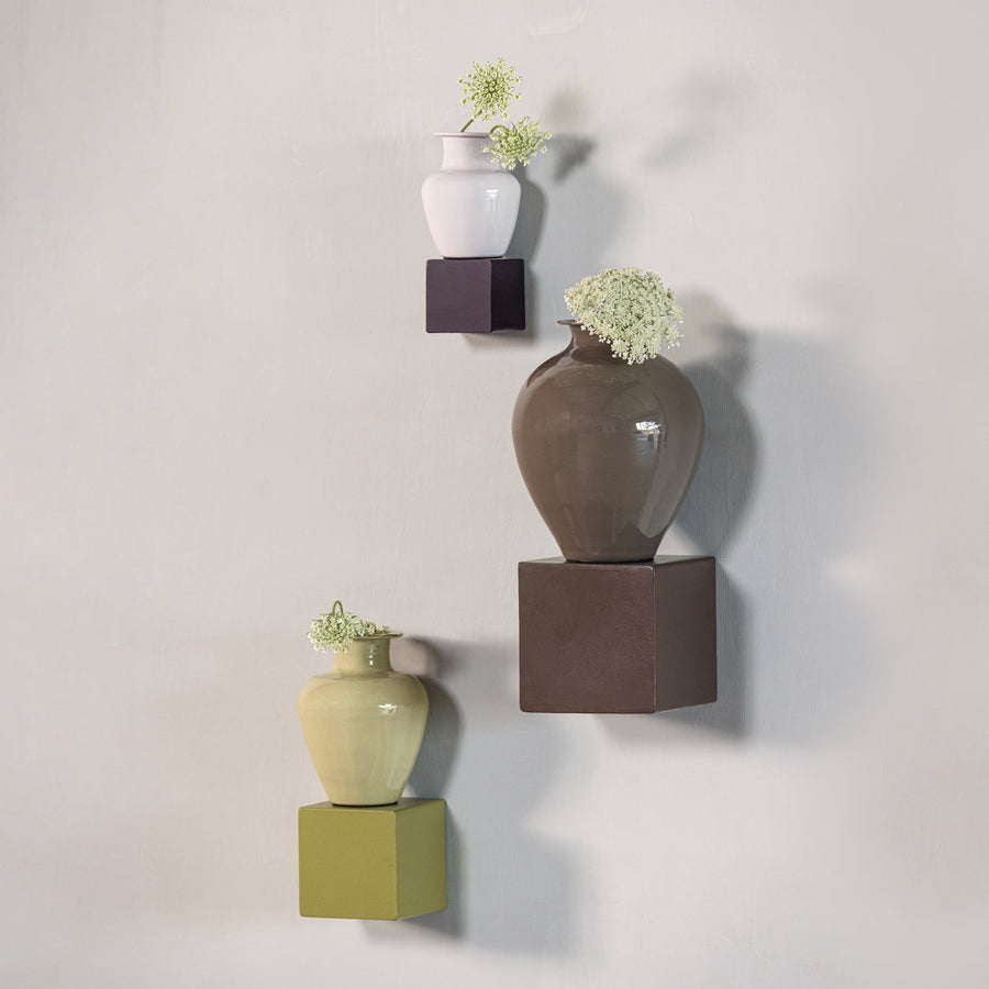 Numo wanddecoratie set vaas/kubus 39 x 19 cm metaal bruin